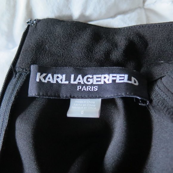 Karl Lagerfeld Paris Women's Mock Neck Sheath Dress with Houndstooth Skirt - Picture 3 of 3